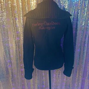Harley-Davidson Black Sweater 100% cotton sz M red embroidery logo
